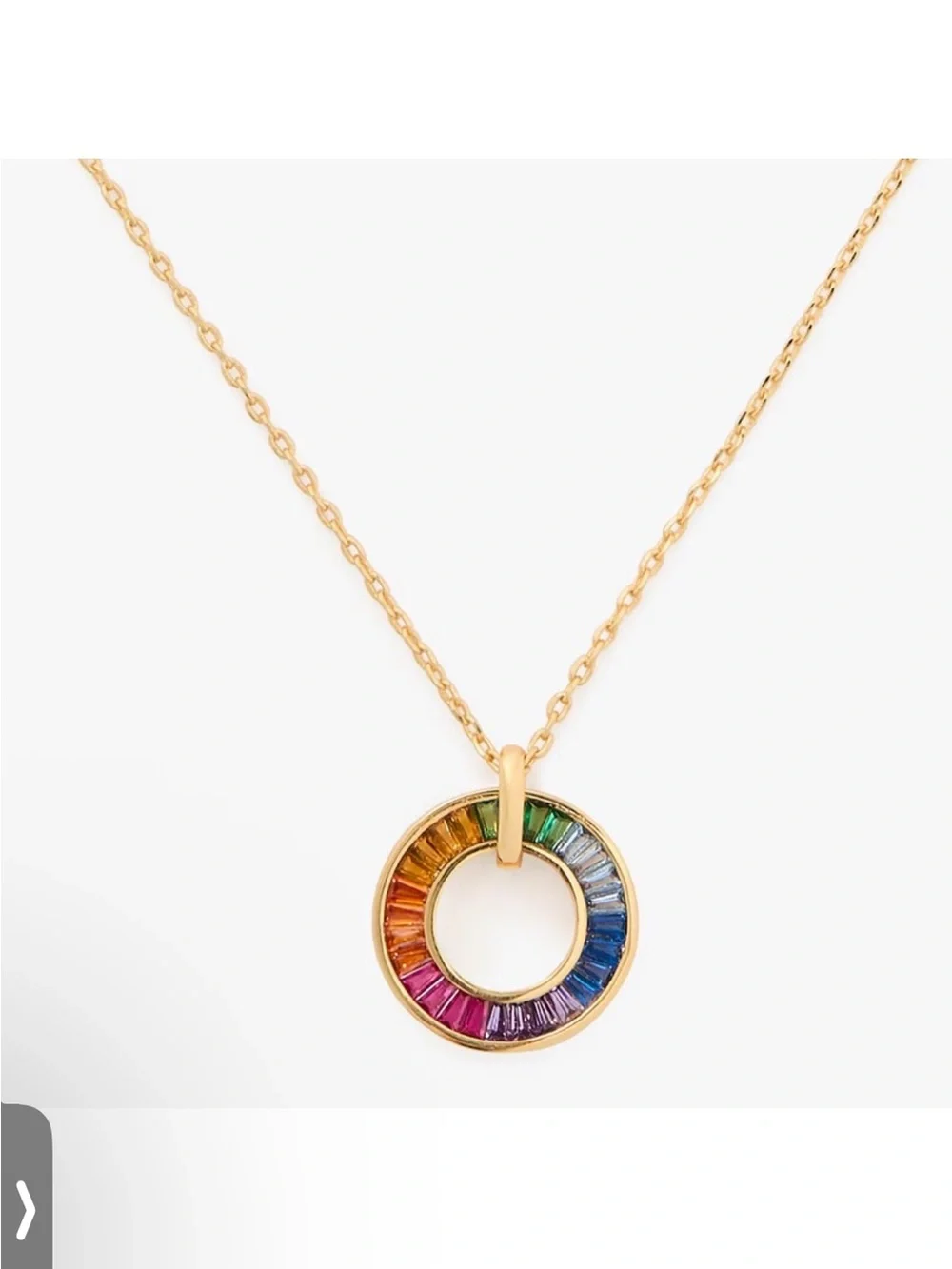 Kate Spade Gold Rainbow Circle Pendant Necklace - Multicolor NEW $98